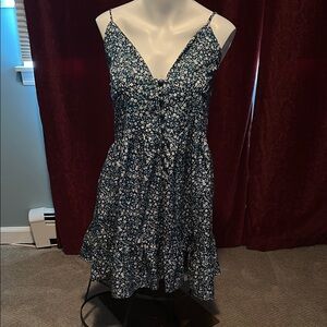Floral Blue Sleeveless Dress